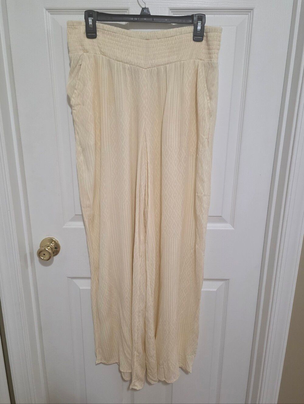 Maurice's Textured Cream Elastic Waist Polazzo Pants NWOTS lg